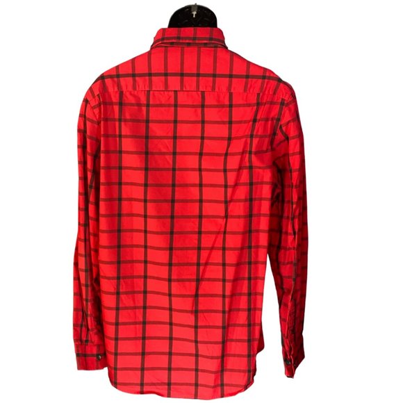 Alfani | Mens Slim Fit Casual Button Up Checks Shirt | Red and Black | L - Picture 5 of 9